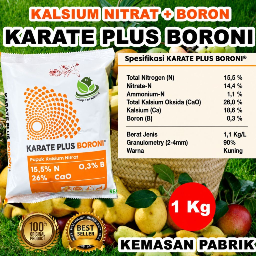 KARATE PLUS BORONI Pupuk Karate Boroni Kalsium Nitrat Boron 1kg Butiran Kuning