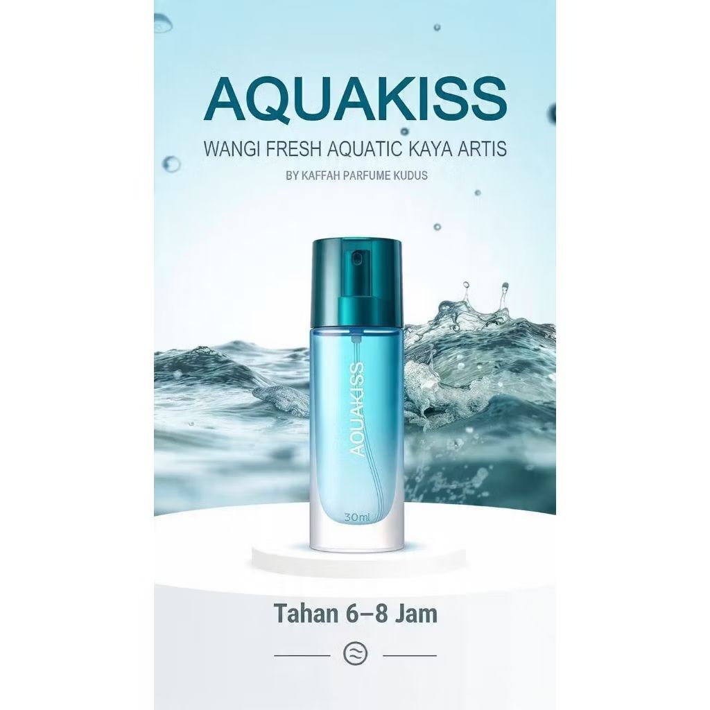 Parfum AQUAKISS 30ml EDP Fresh Aquatic Tahan 8 jam unisex - Kaffah Parfume Kudus