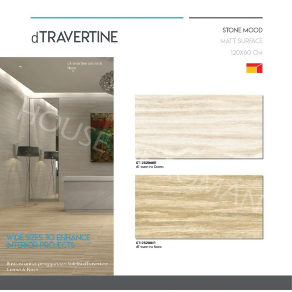 Roman Granit 120x60 dTravertine Cream/Granit 60x120/Granit Dinding Depan Rumah