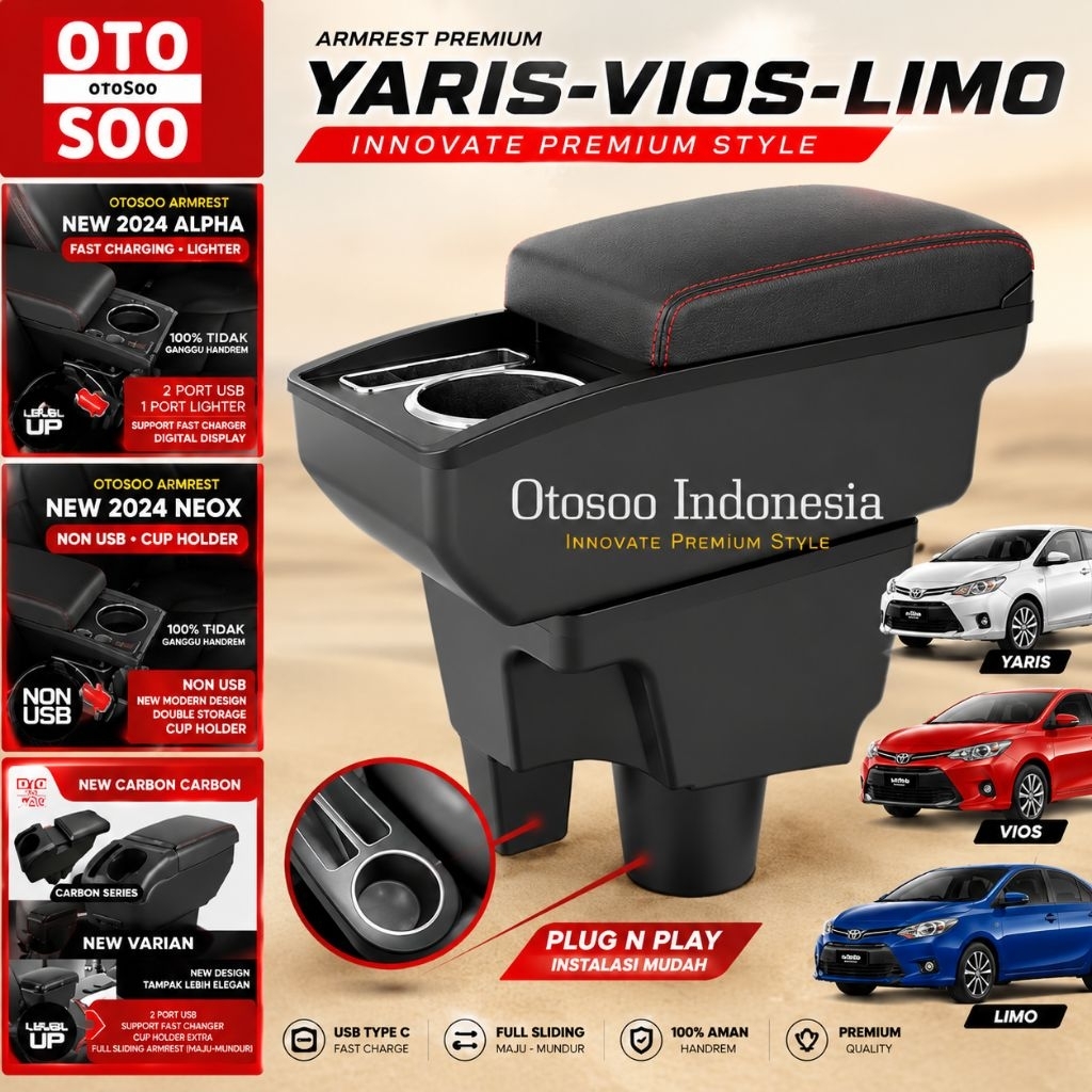 ARMREST YARIS VIOS LIMO -CONSOLE BOX YARIS VIOS PNP- OTOSOO INDONESIA