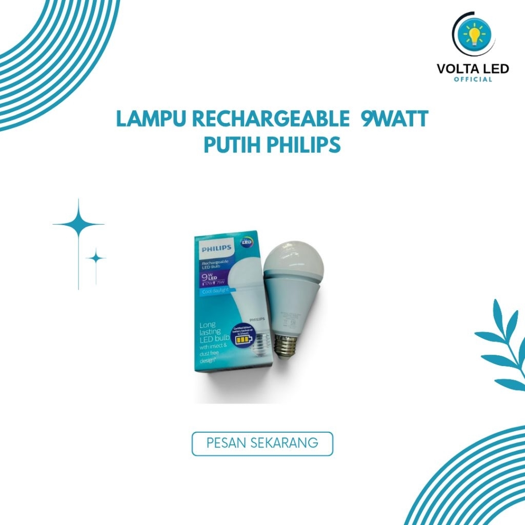 Rechargeable LED Bulb 9Watt Putih Philips