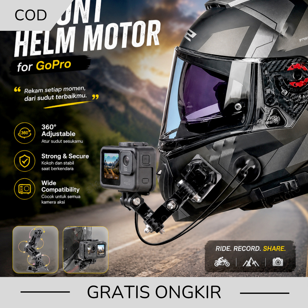 Mount Holder Dudukan Helm Motor Full Face for GoPro Action Cam Camera