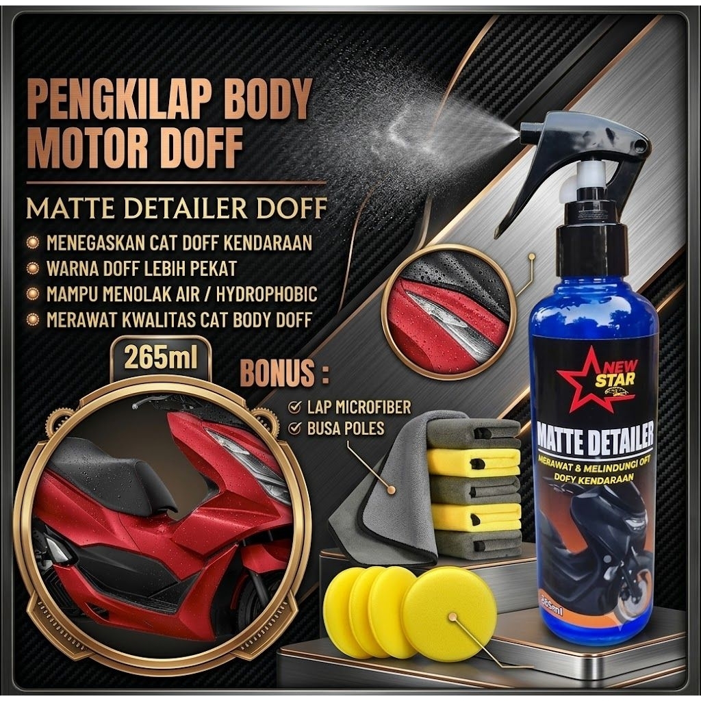 Pengkilap body motor doff/Perawatan cat doff/matte detailer/pelindung cat/pelapis cat body warna dof