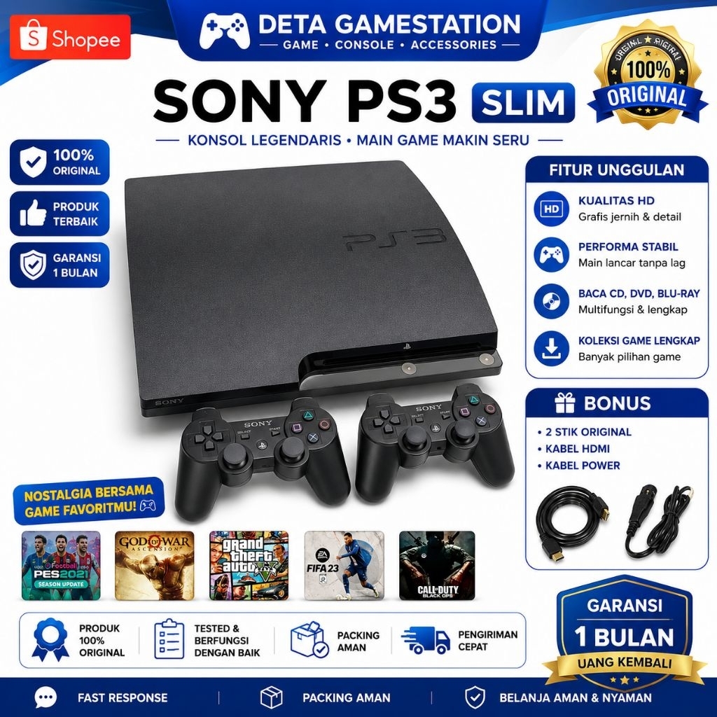 SONY PLAYSTATION PS3 SLIM 500GB SERI 3000 JEPANG