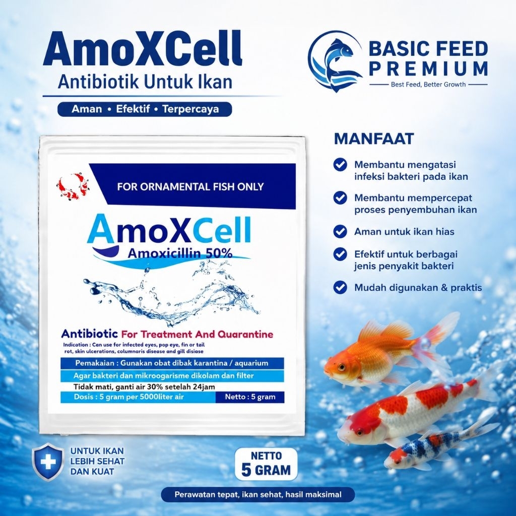 amoxcell amoxicillin 50% obat karantina ikan antibiotik untuk ikan hias ikan predator
