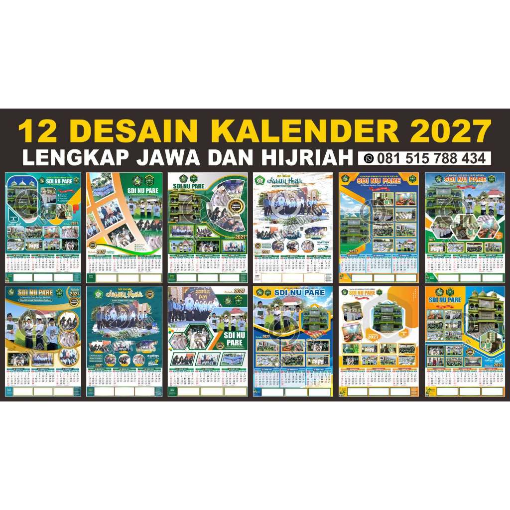 20 Lebih template desain kalender 2027