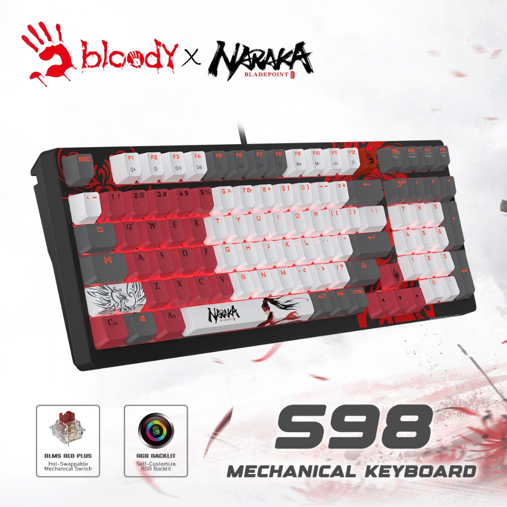 BLOODY S98 NARAKA COMPACT 98-KEYS MECHANICAL RGB GAMING KEYBOARD