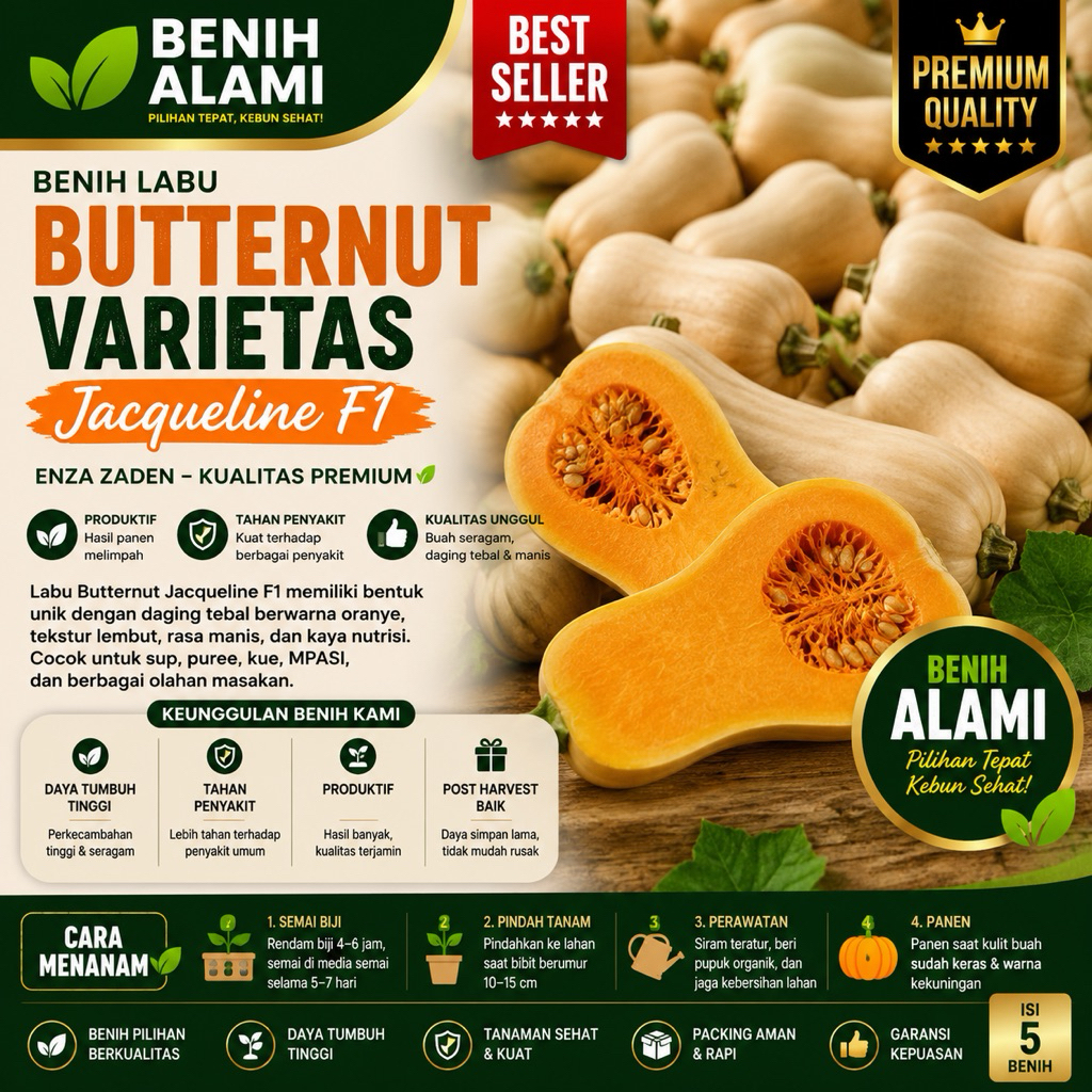 5 Benih labu butternut varietas jacqueline F1 enza zaden