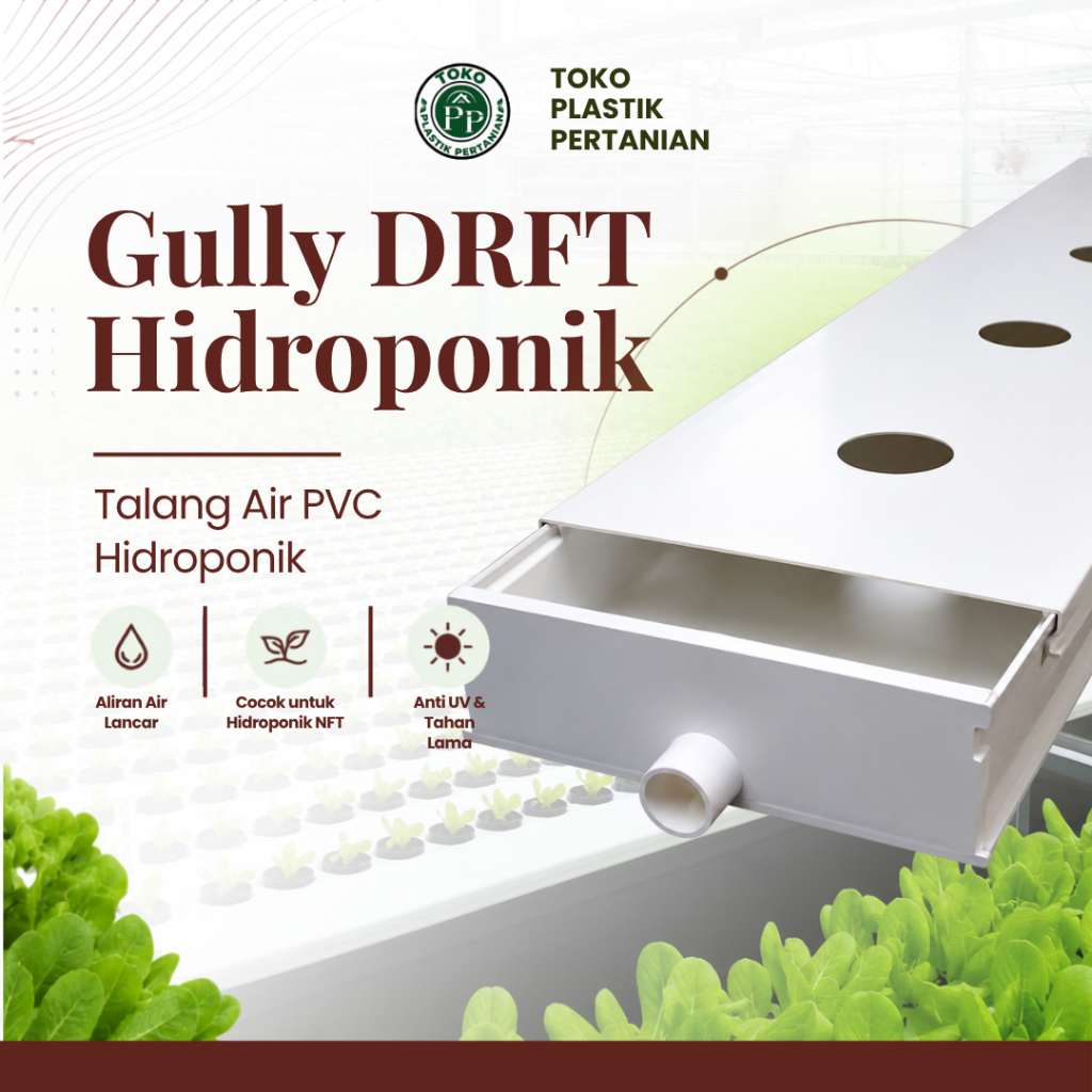 Talang/Gully Hidroponik DFT | Talang Air PVC DRFT panjang 4-6 meter untuk Pertanian Modern
