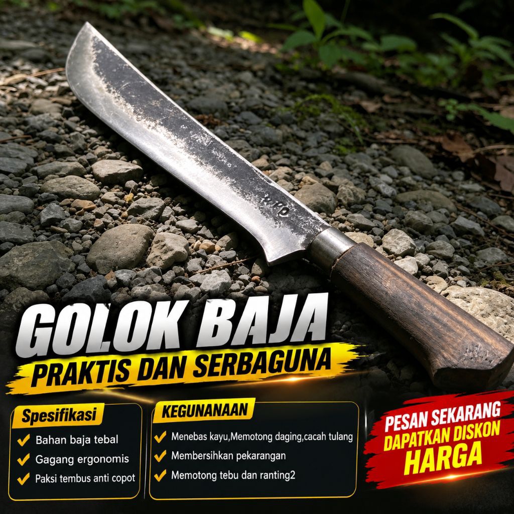 G0LOK/Pisau Calok Multifungsi Asli Baja Kuat dan Tajam Paksi tembus
