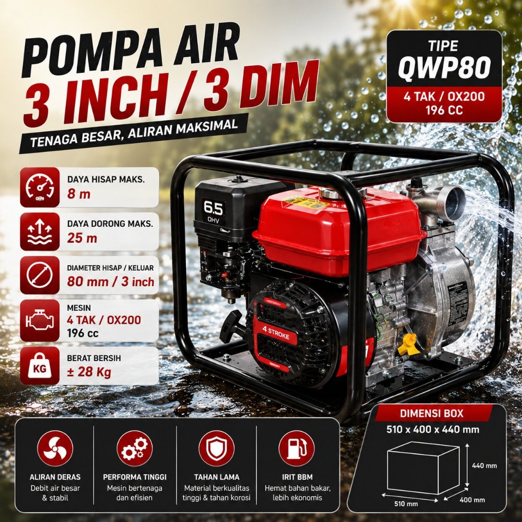 POMPA AIR 3" (PROQUIP) QWP80 + GX220