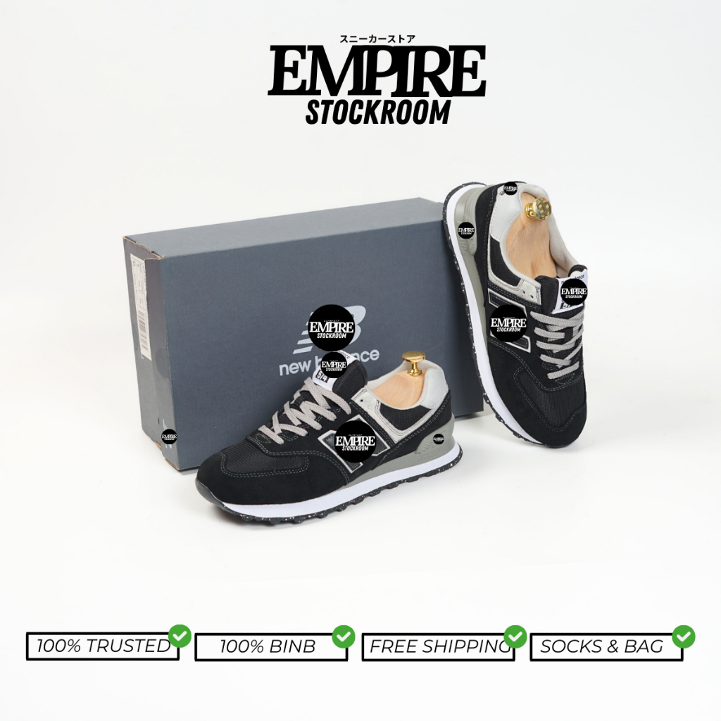 EMPIRESTOCKROOM - Sneakers " ML 574 EGK " Black Grey 100% BNIB