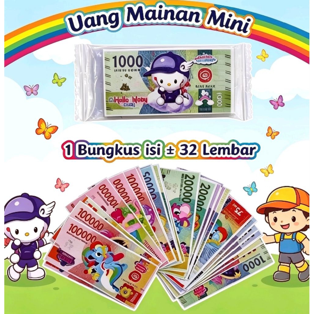 mainan uang kecil duit duitan lucu bergambar