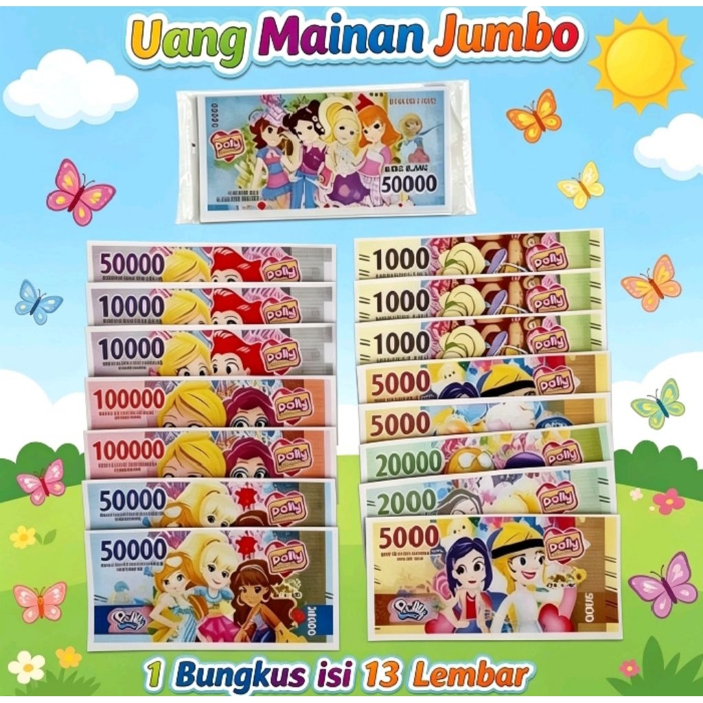 mainan uang besar duit duitan lucu bergambar