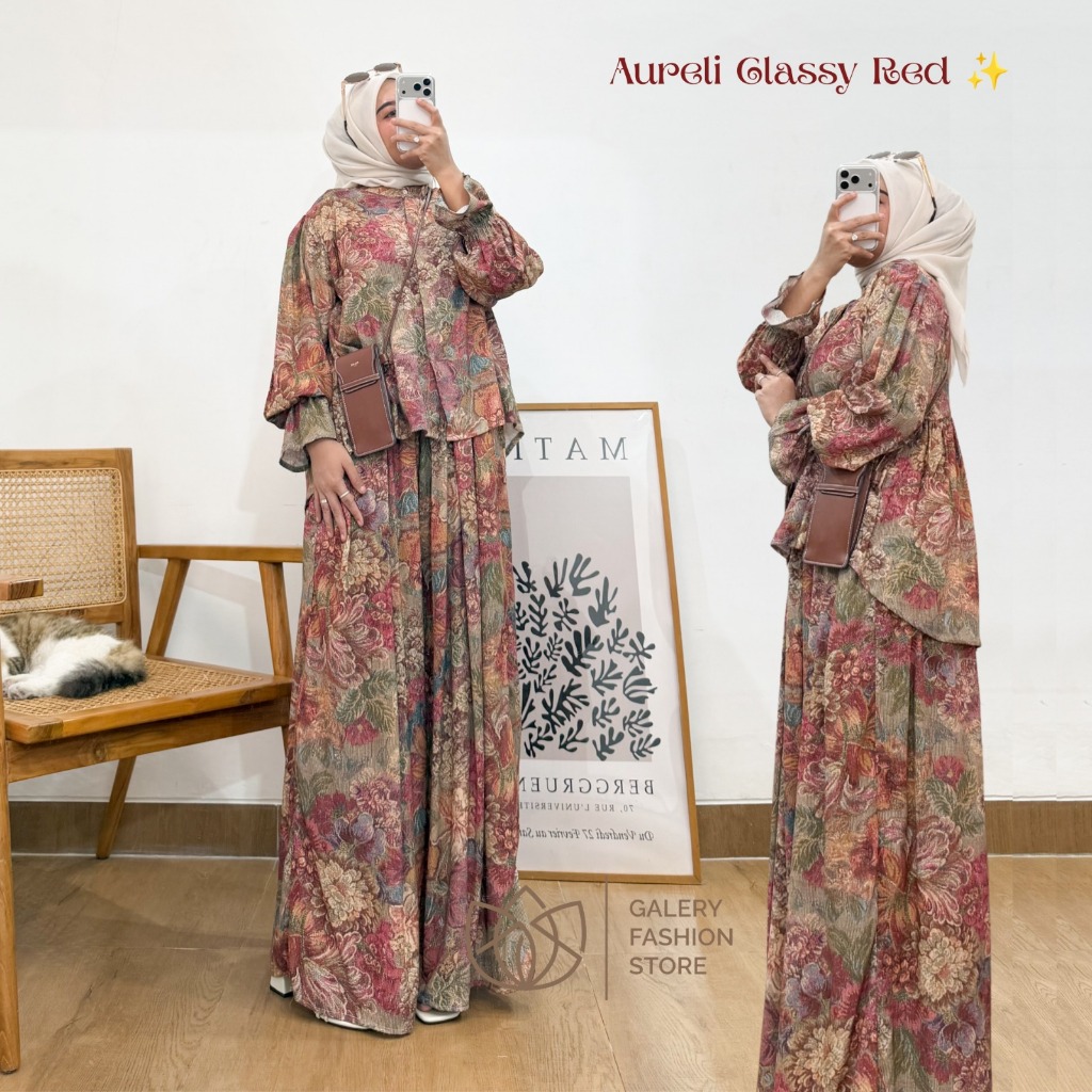 Aureli One Set Kulot Lengan Panjang Bahan Rayon Premium