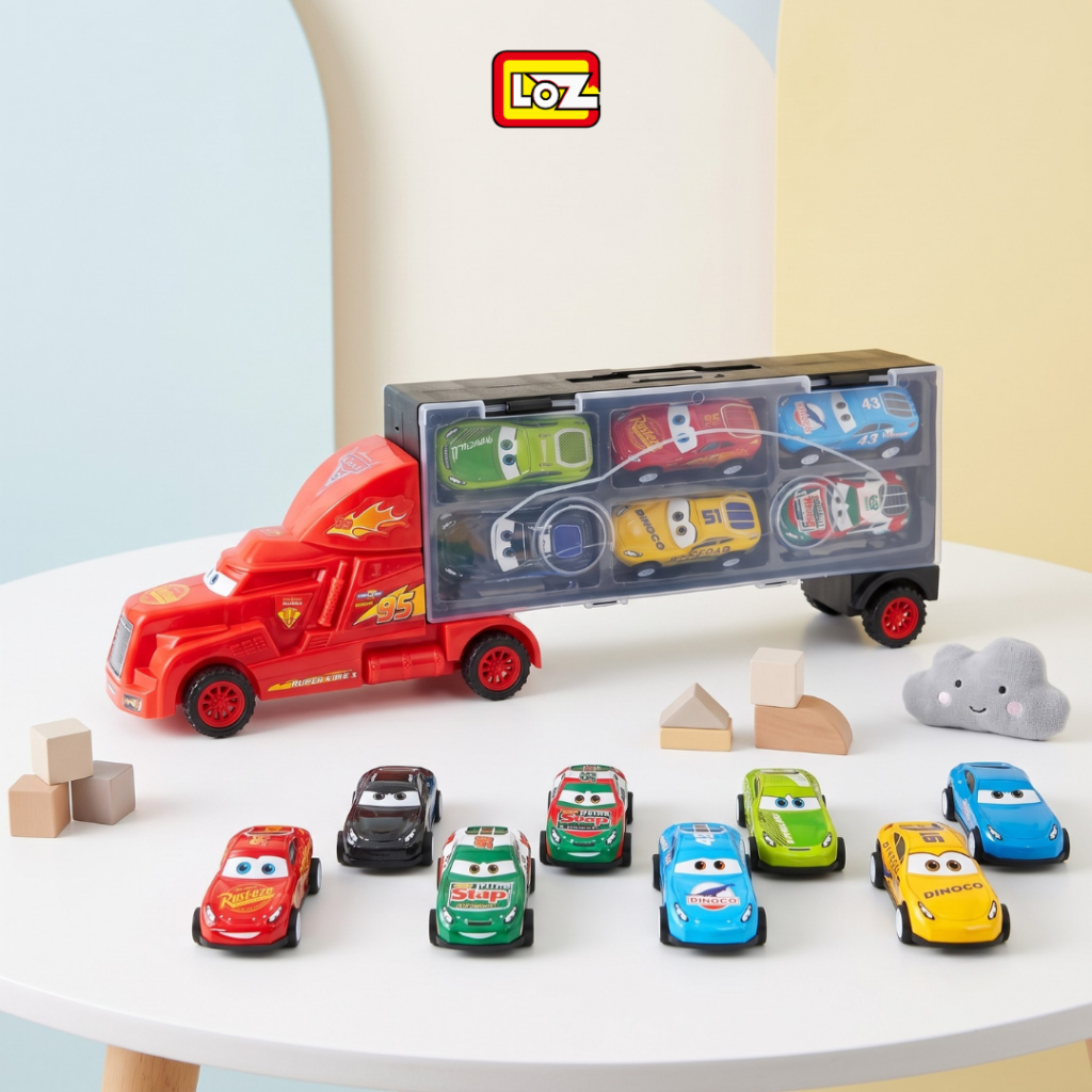 Mainan Kontainer Mainan Container Truck Cars 3 Lightning McQueen Truk Pengangkut Mobil Lightning McQ