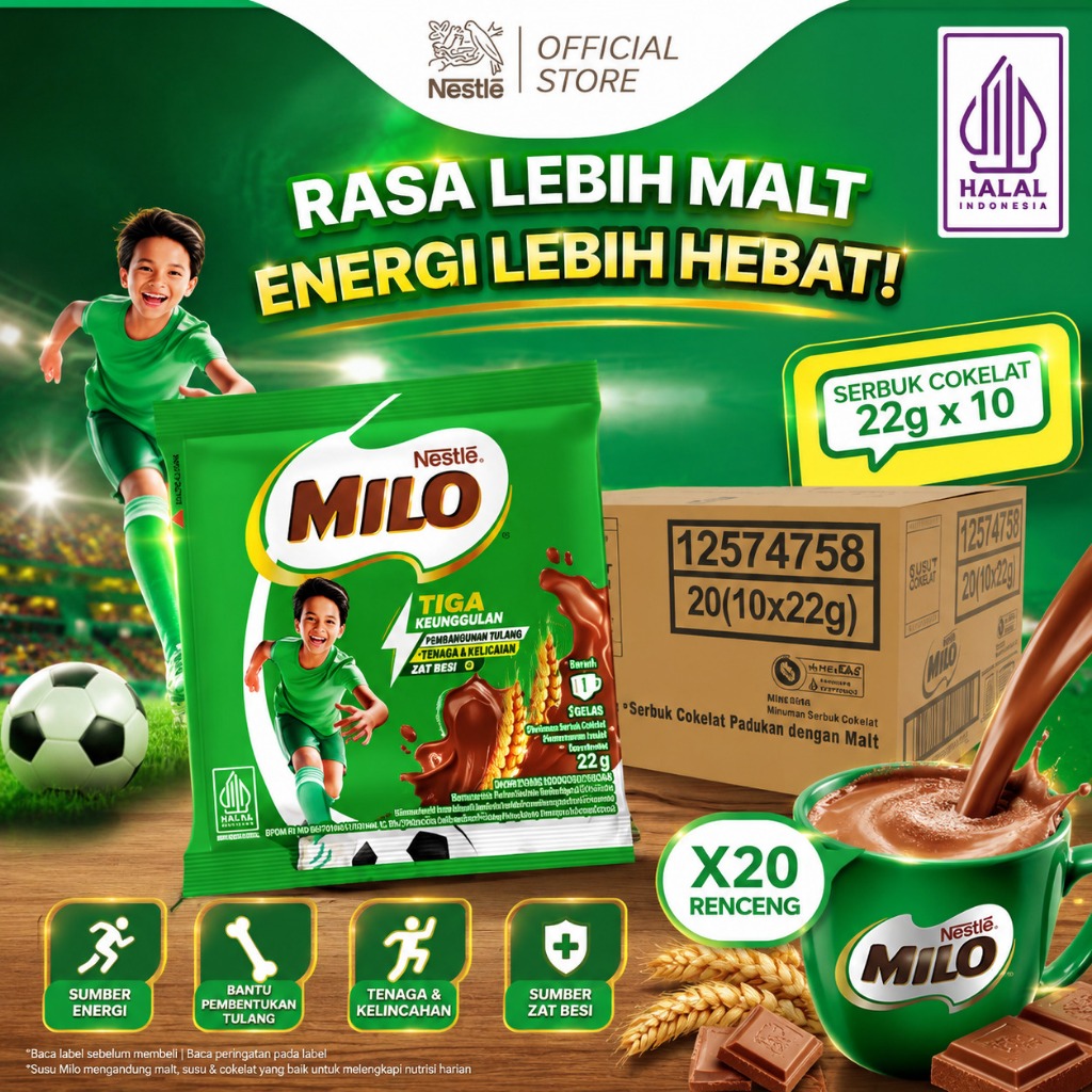 Milo 1 Dus Isi 20 renceng  ( 10 x 22g )