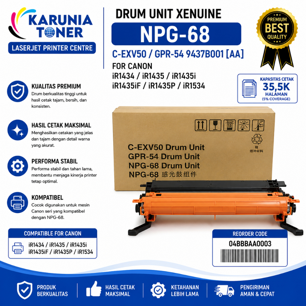 DRUM UNIT XENUINE NPG 68 C-EXV50 GPR-54 9437B001 [AA] For Canon NPG68 iR1434 iR1435 iR1435i iR1435iF
