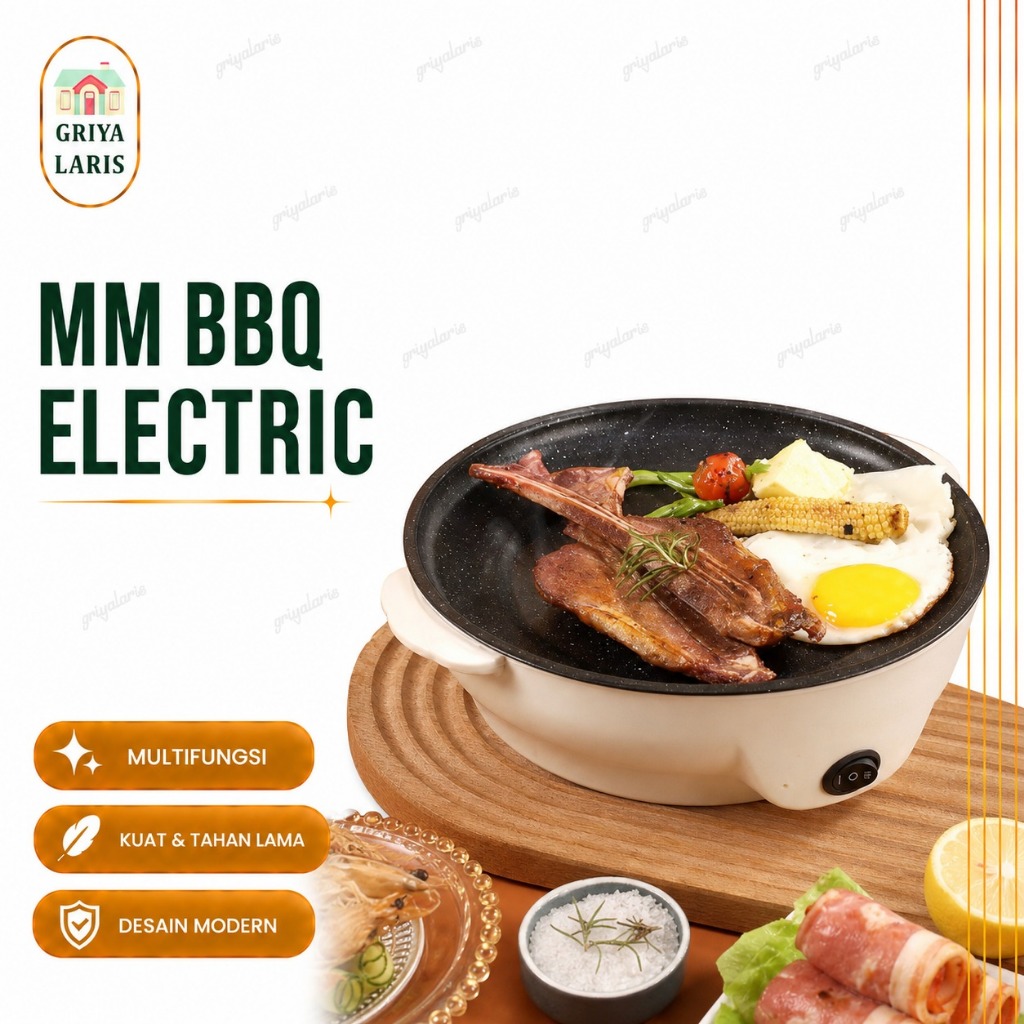 Shenar, Electric Bbq Grill Pan / Panci Pangang Bbq / Mini Grill Pan Korean / Grill Pan Multifungsi, 