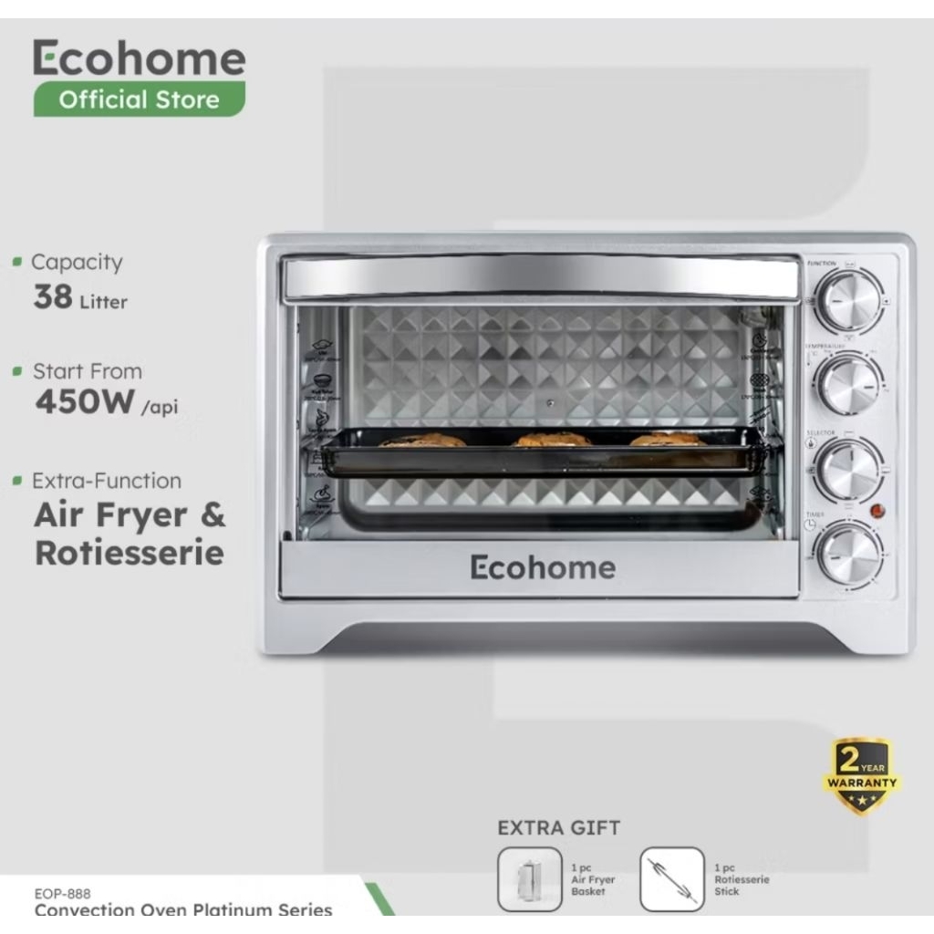 ECOHOME Oven Platinum Series EOP888 low watt with Air Fryer
