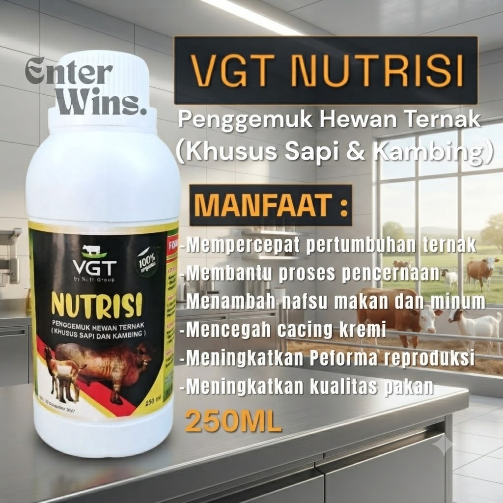 VGT Nutrisi Sapi Kambing 250ml Original - VGT SapiPenambah Adg Instan -VGT Penggemuk Ternak Sapi Kam
