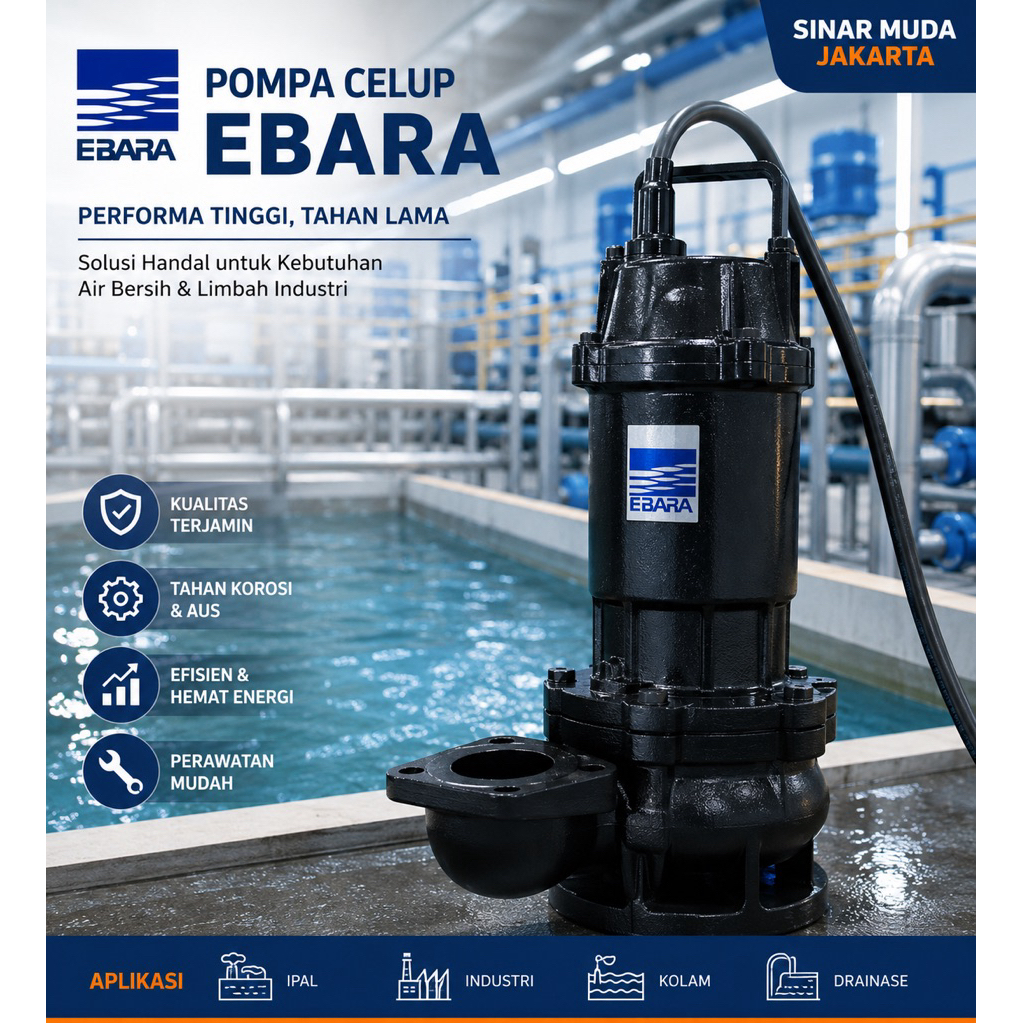 Pompa Air Ebara 50DVSA 51.5 Pompa Submersible Ebara 1.5Kw Ebara pump