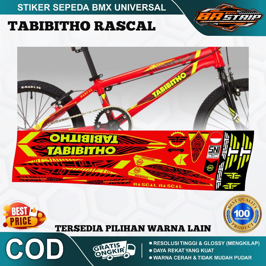 (COD) stiker decal striping sepeda tabibitho rascal BMX 18 20 glossy lentur anti air