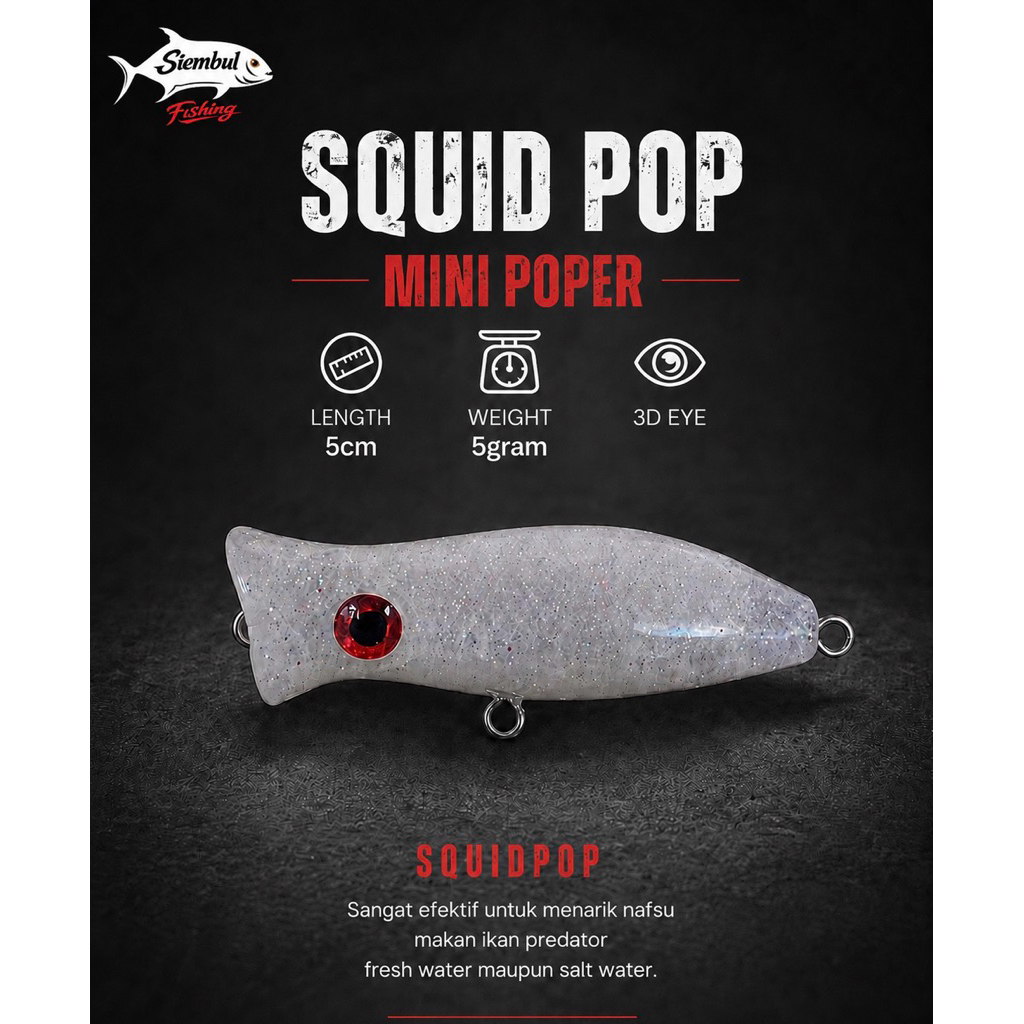 SQUIDPOP Popper mini popper lure 5cm