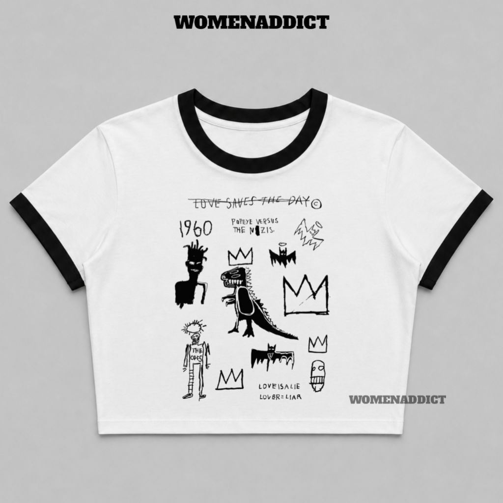 CROP TOP RINGER DINO KING JMB | CROP TOP RINGER HITAM | CROP TEE | CROP TOP | BAJU WANITA | KAOS | C