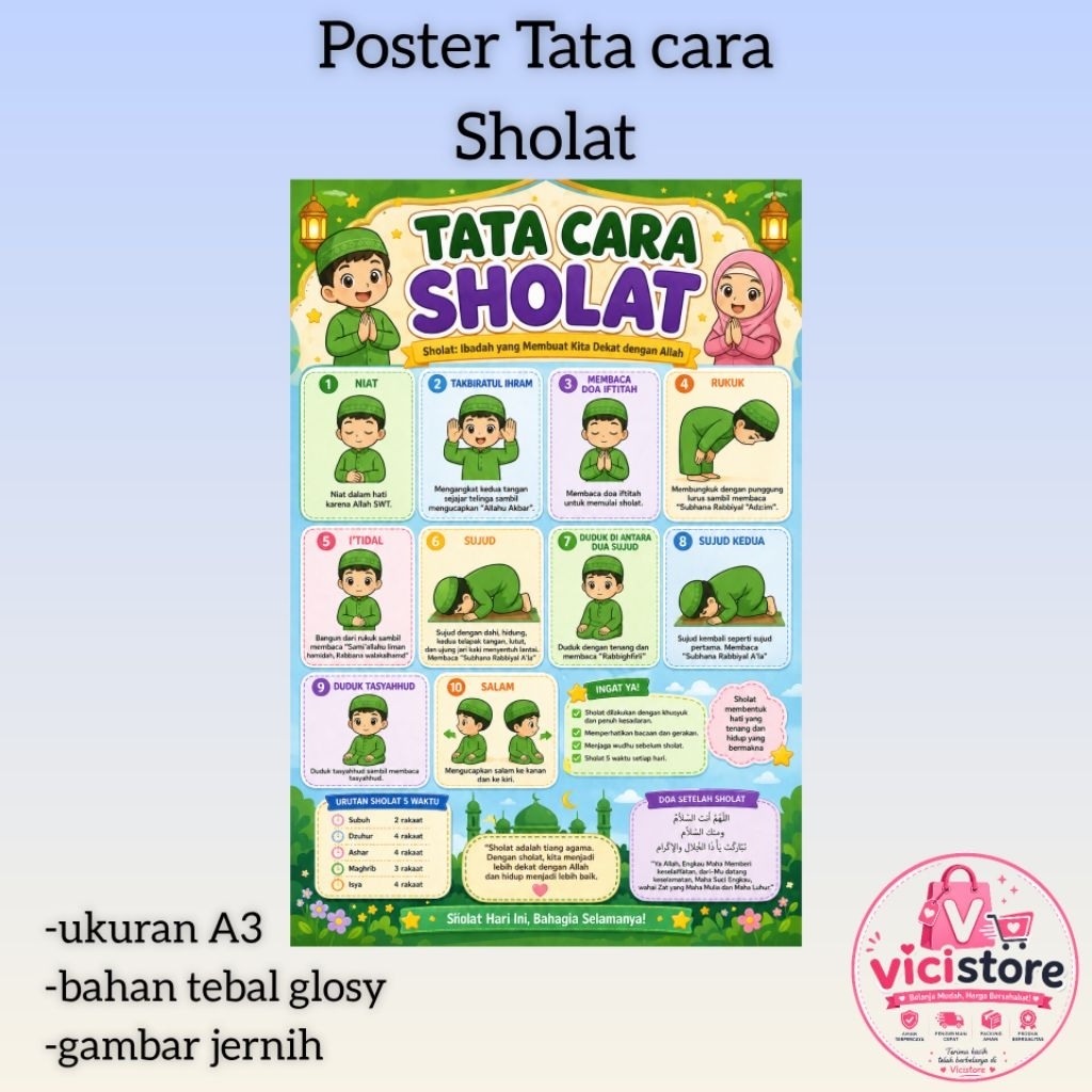 Poster tata cara sholat ukuran A3