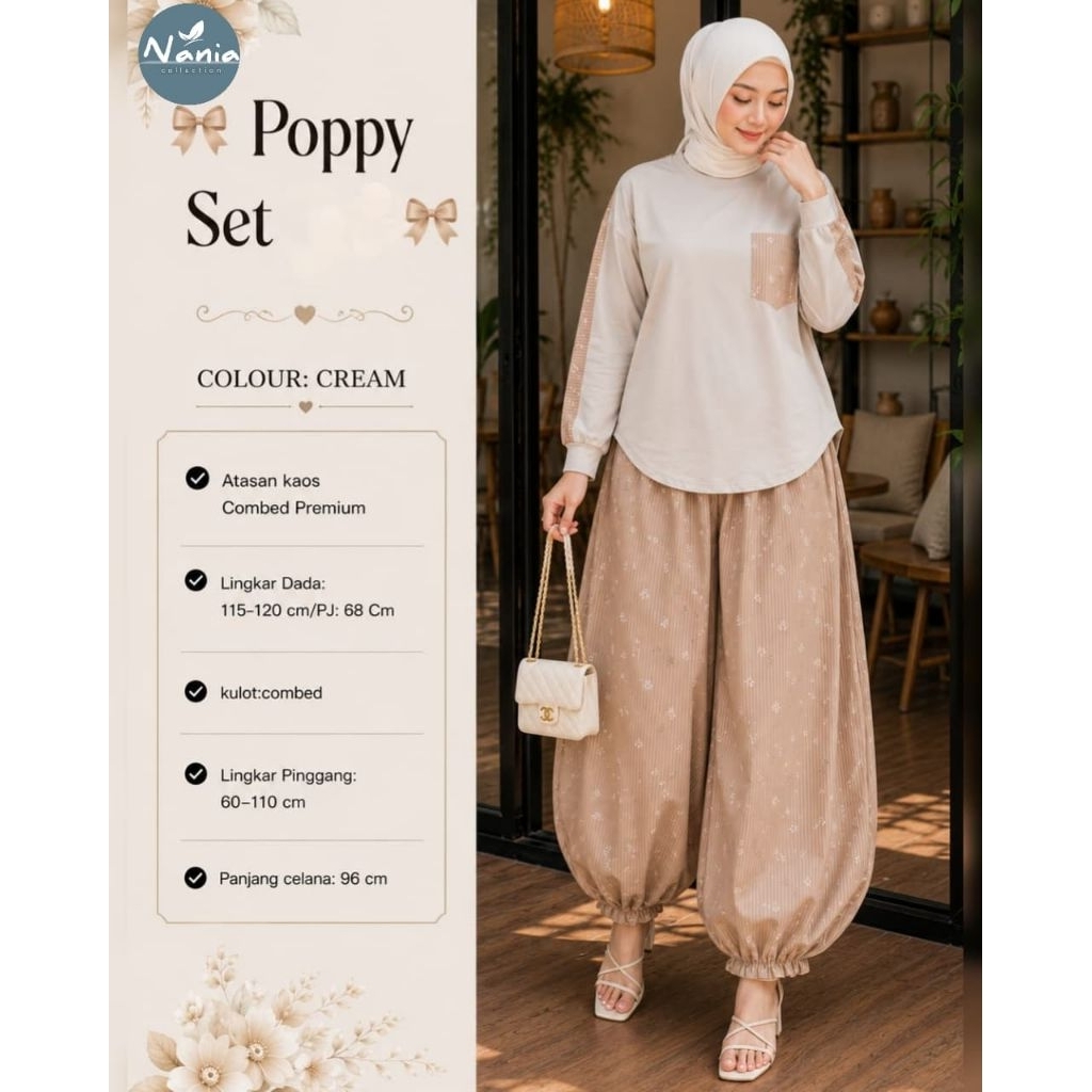 COD set Poppy// set Ansia// setelan atasan dan kulot // bahan premium// ORI Nania