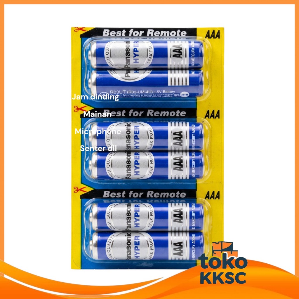 Batre Panasonic Hyper AAA isi 6(ENAM)PCS / Baterai remot tv / remote Ac / Batere Original / Battery 