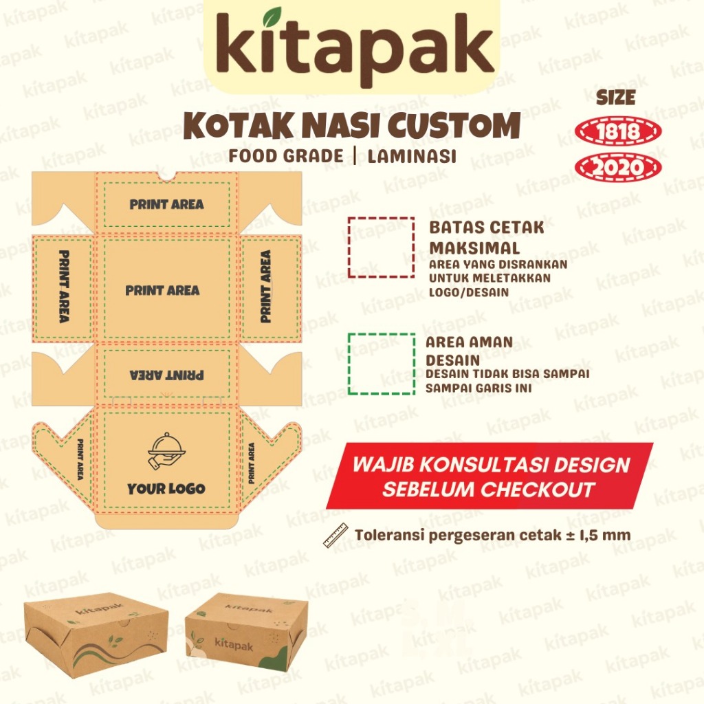 (CUSTOM LOGO) KOTAK NASI | DUS NASI BOX MAKAN CATERING