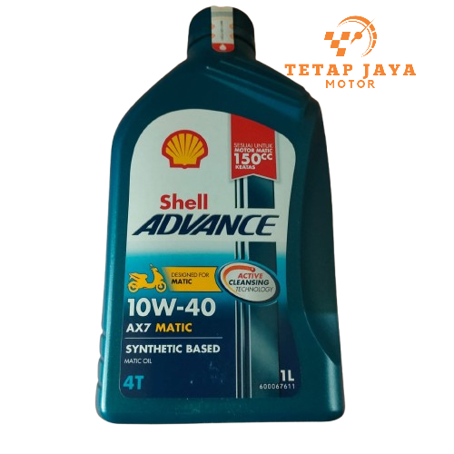 SHELL ADVANCE AX7 MATIC 1 LT 10W40 OLI OIL AX 7 MOTOR 1 LITER