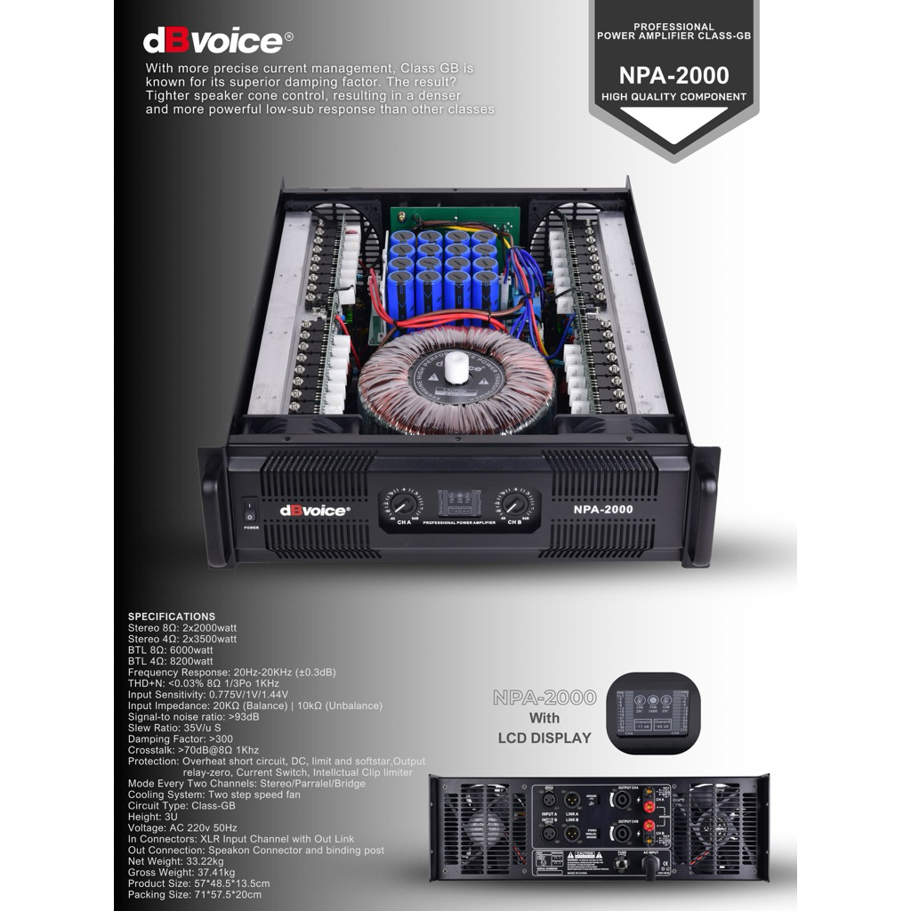 power amplifier 4 chanel NPA 2000 with LCD display
