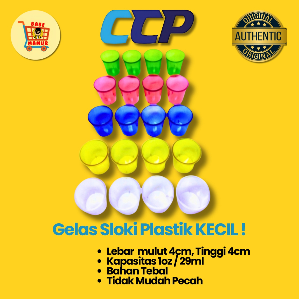 CCP Gelas Sloki Plastik 29ml 1 pack Isi 12pcs Gelas Takar Mini Food Grade Serbaguna Warna Variatif