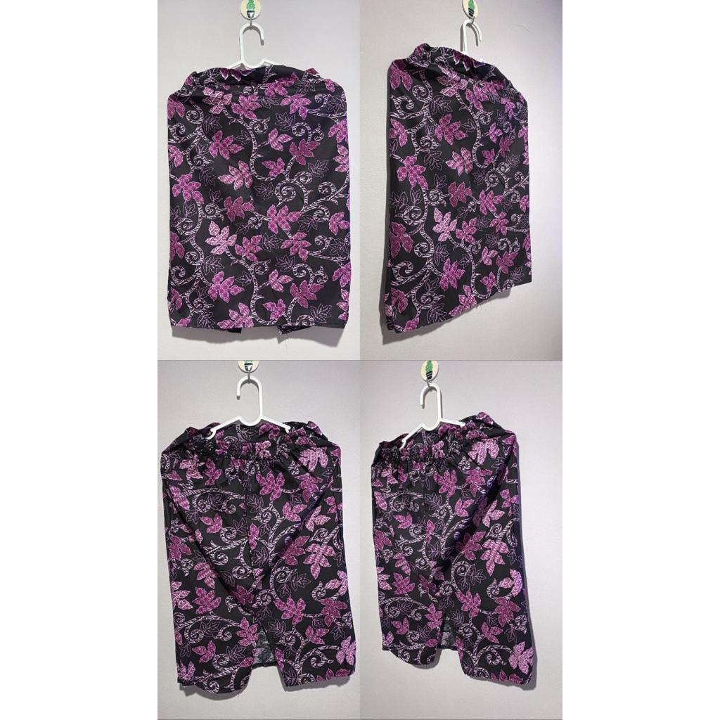 Rok Span Batik Motif Floral Ungu Hitam Wanita – Preloved
