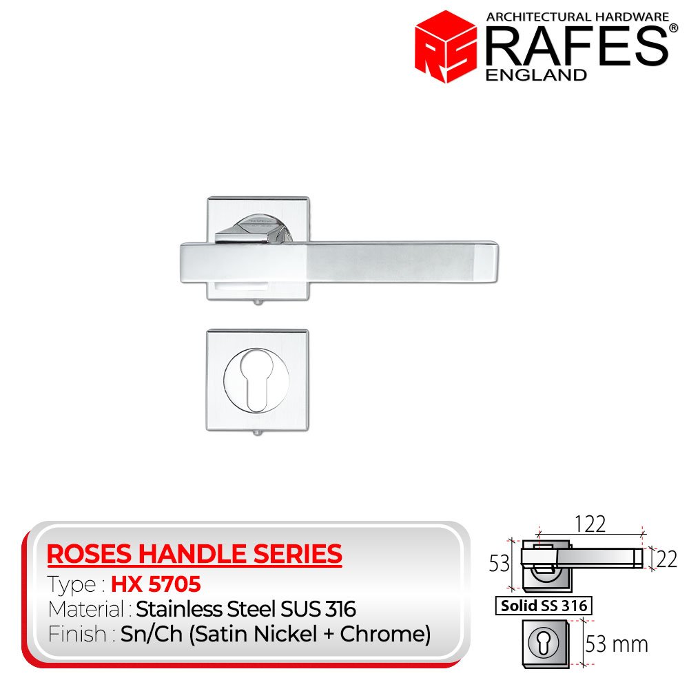 Handle Pintu Roses RAFES ENGLAND Stainless Steel SUS 316 (HX 5705)