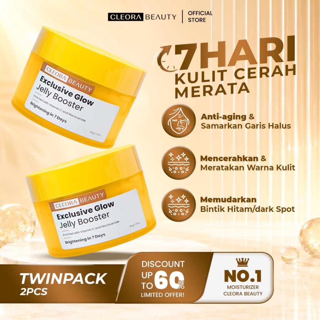 [2PCS LEBIH HEMAT] CLEORA BEAUTY Twinpack Exclusive Glow Jelly Booster 30gr - Moisturizer Pelembab W