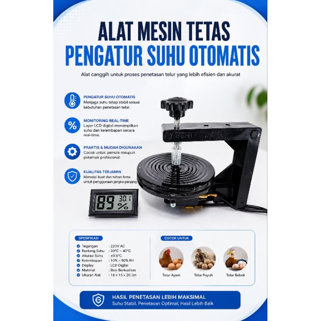 Thermostat kapsul  Mesin Tetas Telur megatek  Dan Thermometer Hygrometer Digital