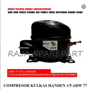 CKHD5 COMPRESSOR / KULKAS KOMPRESOR / COMPRESOR KULKAS 1/5 HANDEN HDW77 ( HARGA TERMASUK PACKING KAY