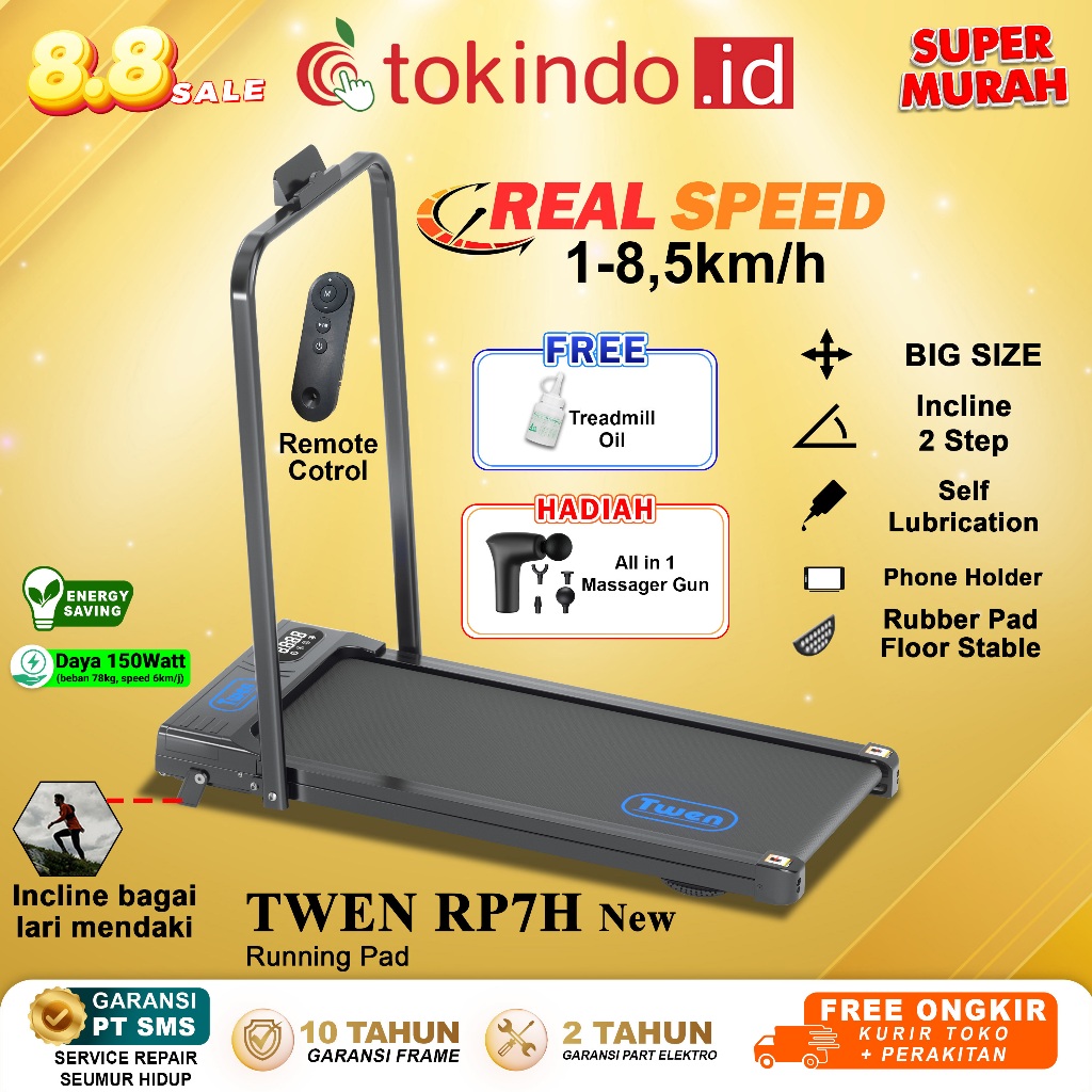 Treadmill Listrik Portable Walking Pad Running Pad Multifungsi Lipat