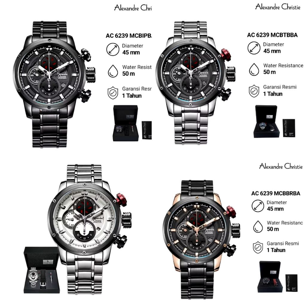 AC6239MC Jam Tangan Pria Alexandre Christie AC 6239 Original AC6239