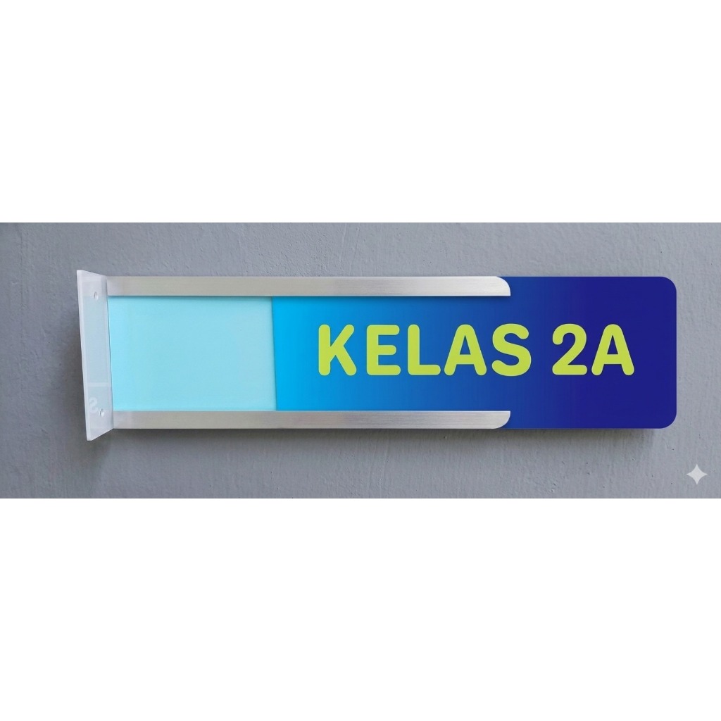 PAPAN AKRILIK PENANDA PINTU 2 SISI MODEL SLIDE / PAPAN NAMA PINTU SLIDE