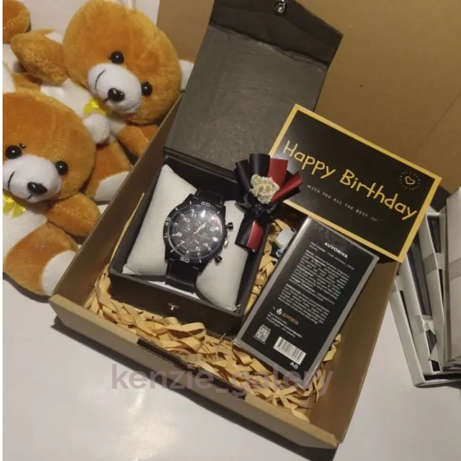 Hampers Kado Cowok Dompet Jam Tangan Kaos Hadiah Ulang Tahun Pria Gift Box