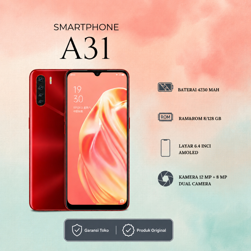 NEW OPPO A31 RAM 8/256GB TRIPLE KAMERA GARANSI TOKO 1 TAHUN