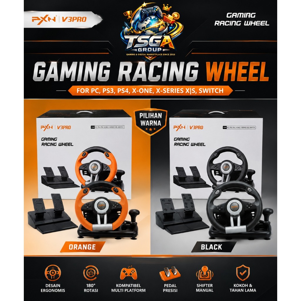 PXN V3 Pro Steering Wheel Racing PS3 PS4 PC Xbox series Stir Mobil Nintendo Switch Stiran PS4 PS3 Ga