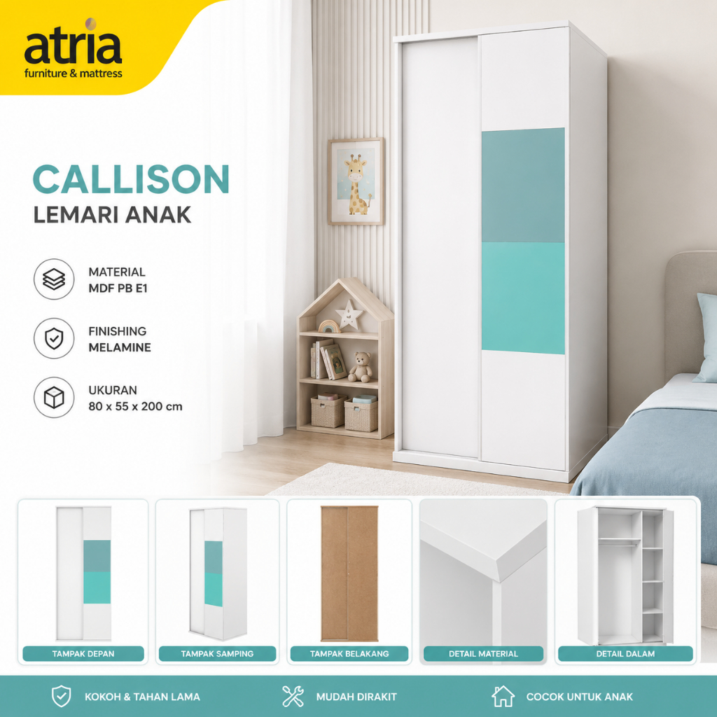 Atria Callison Lemari Anak Minimalis Green White