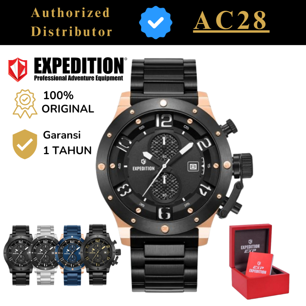 Jam Tangan Pria Expedition EXP 6381 / E 6381 / E6381 Chronograph Rantai Original