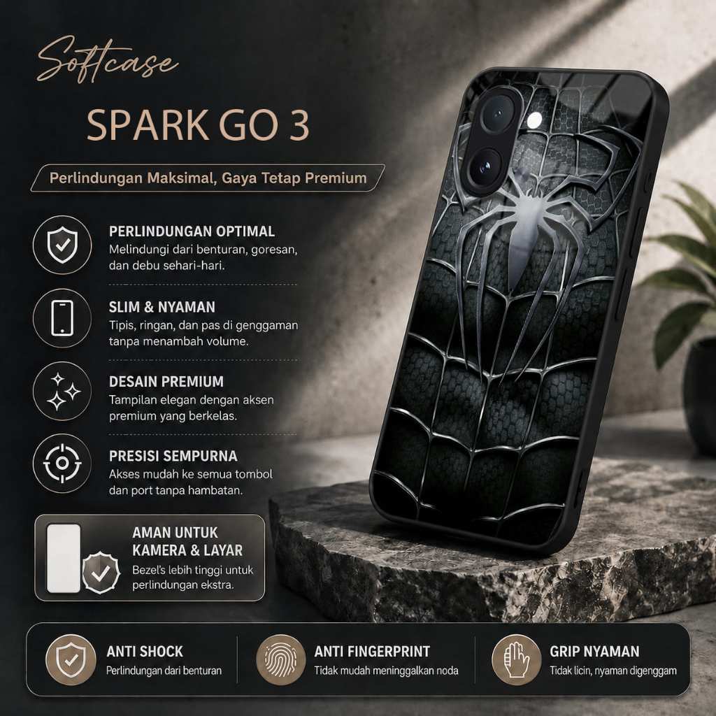 Softcase Glass Kilau Untuk Tekno Spark Go 3 - Cassing Hp Tekno Spark Go 3 - Case Pelindung Hp Tekno 